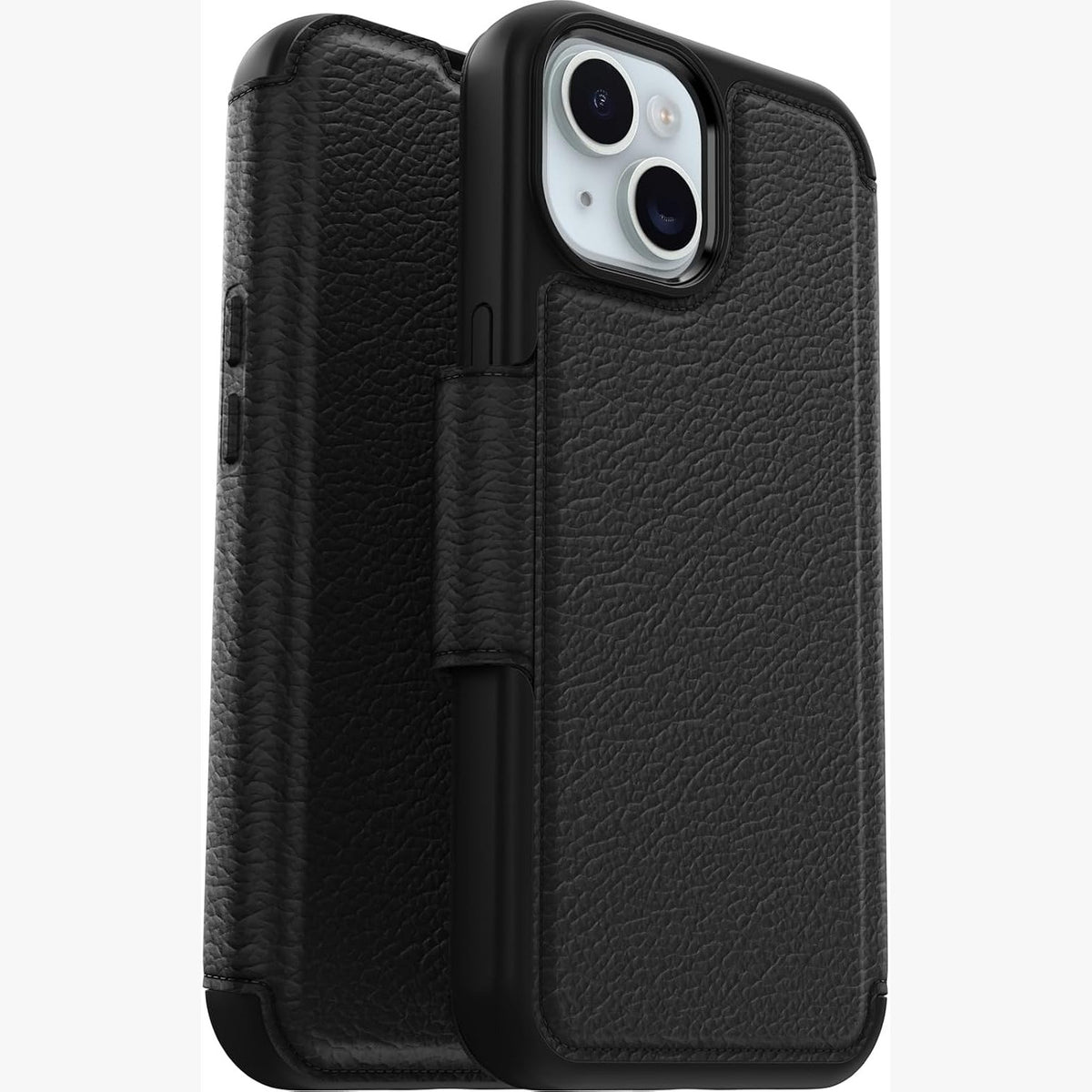 309848 - OTTERBOX Mbështjellëse Strada për iPhone 15 Pro Max me MagSafe, Rezistente ndaj goditjeve, Lëkurë Premium, 2 vende për karta, e zezë