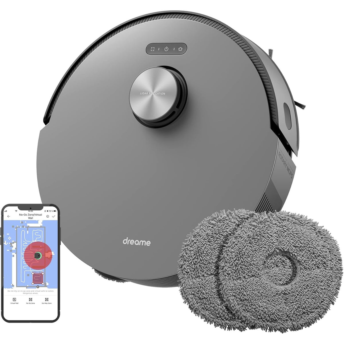 162023 - DREAME L10S PRO Fshesë Robotike 2-në-1 me Korrent dhe Fshesë Dyshemeje, Rrotulluese, Hartëzim i Dyshemeve të Ndryshme, Thithje e Fuqishme 5300Pa, Zbulim Pengesash 3D, Përshtatshme për Dysheme të Forta, Qilima dhe Qime Kafshësh Shtëpiake,