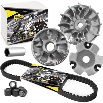 288635 - VARIATOR ZËVENDËSUES AREA1 + Rrip Transmetimi për Motor 50cc 2-Taksësh i Përputhshëm me Kymco Agility 50 RS Naked, Dink, G-Dink, Grand Dink S, Like, People, Super8, Super9, Top Boy Cross, Vitality, Yager Spacer, Yup