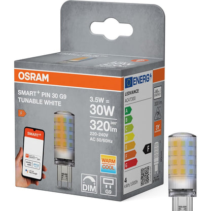 196995 - OSRAM - Llambë LED SMART+ WiFi SPECIAL PIN CL 30, 3.5W, 320lm, me bazë G9, 2700K-6500K, e errësueshme, jetëgjatësi e madhe, i kontrolluar me aplikacion