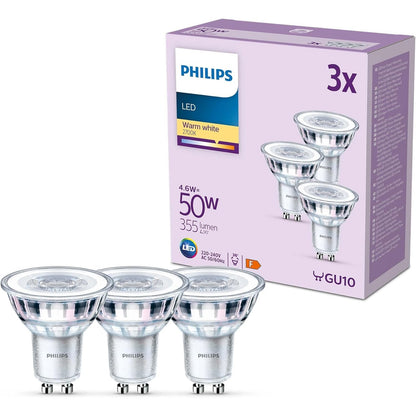 254090 - PHILIPS LED Classic GU10 Pocket me 3 llamba (50 W), Drita LED reflektuese me dritë të bardhë të ngrohtë