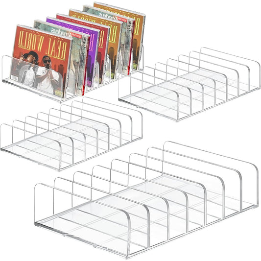 224615 - Set Niuny me 4 Rafte Akrilike Transparente për CD/DVD, Stand Ekspozues për CD/DVD