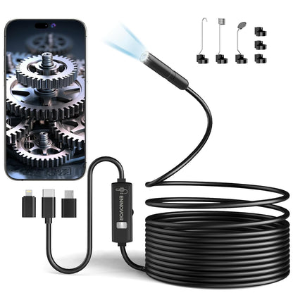 276936 - ENNOVOR Kamera Endoskopike 1920P, Kamera Inspektimi Endoskopik USB 3-në-1 Tipi-C me 8 Drita LED, 16.4 FT/5M, për Telefona Smartphone Android dhe iOS, iPhone, iPad, Samsung