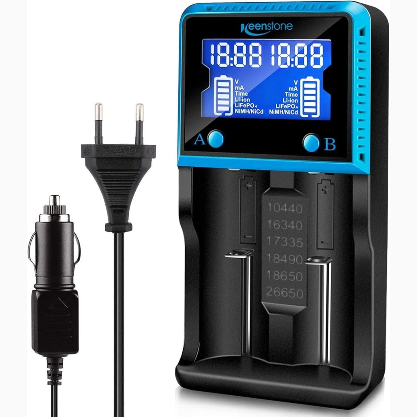 319963 - KEENSTONE KARIKUES BATTERIE 18650, KARIKUES UNIVERSAL INTELIGJENT ME EKRAN LCD PËR BATERI RIKARIKUESHME NI-MH NI-CD LI-ION LIFePO4 IMR AA AAA 10440 14500 16340 26650