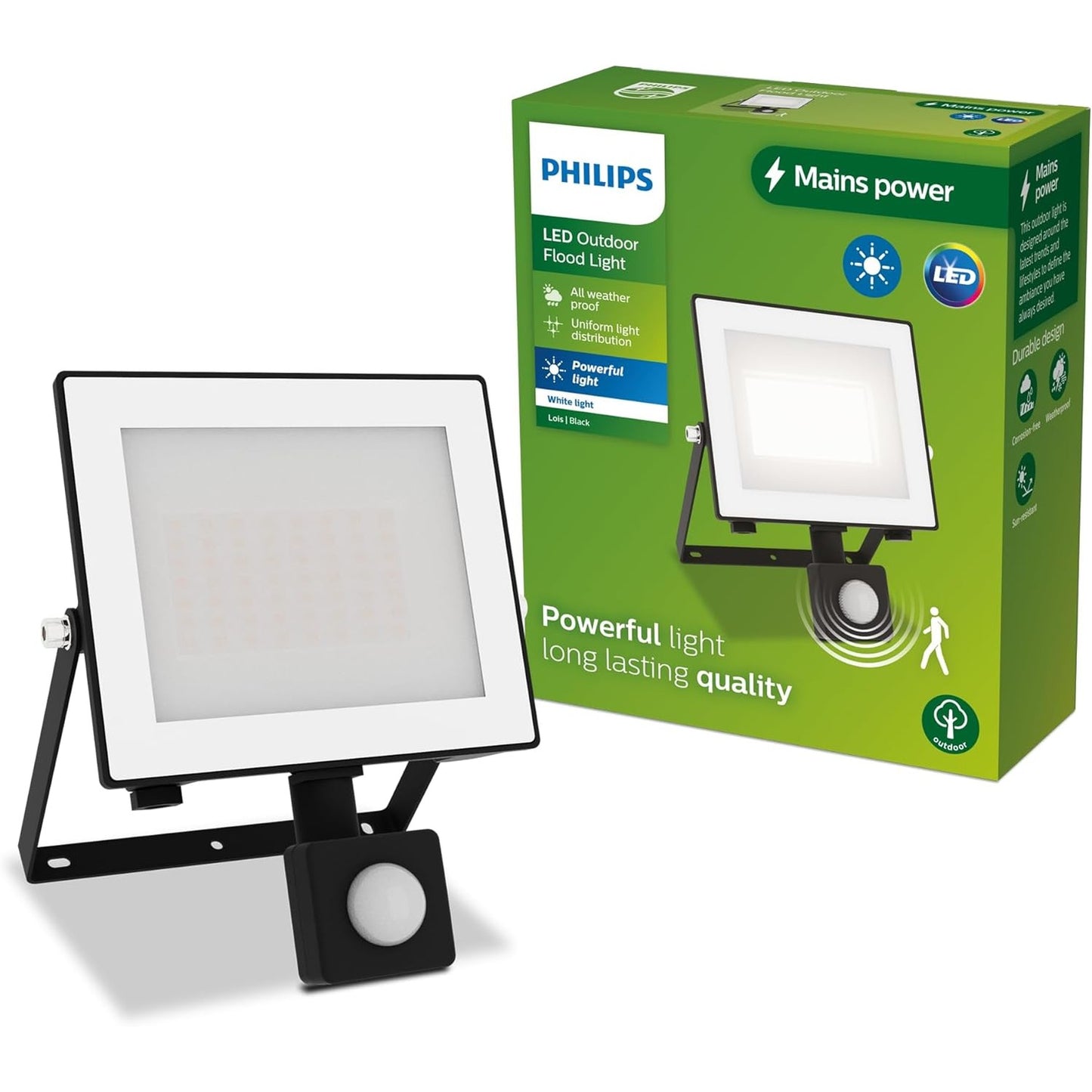 205171 - PHILIPS Lois Prozhektorë i Jashtëm me Sensor, 30W, 3000K, Ngjyrë e Zezë
