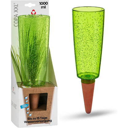 313544 - Scheurich Copa XXL 58869 Dispenser uji plastik me kon prej argjile të gjelbër, lartësi 32 cm, 1.0 L, vëllim 13 x 13 x 37 cm