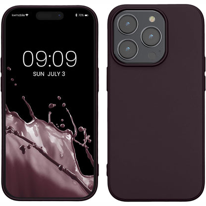269620 - kwmobile Mbrojtëse për Apple iPhone 14 Pro - Mbrojtëse Telefoni prej TPU të Butë - Ngjyrë Burgundy Metalike