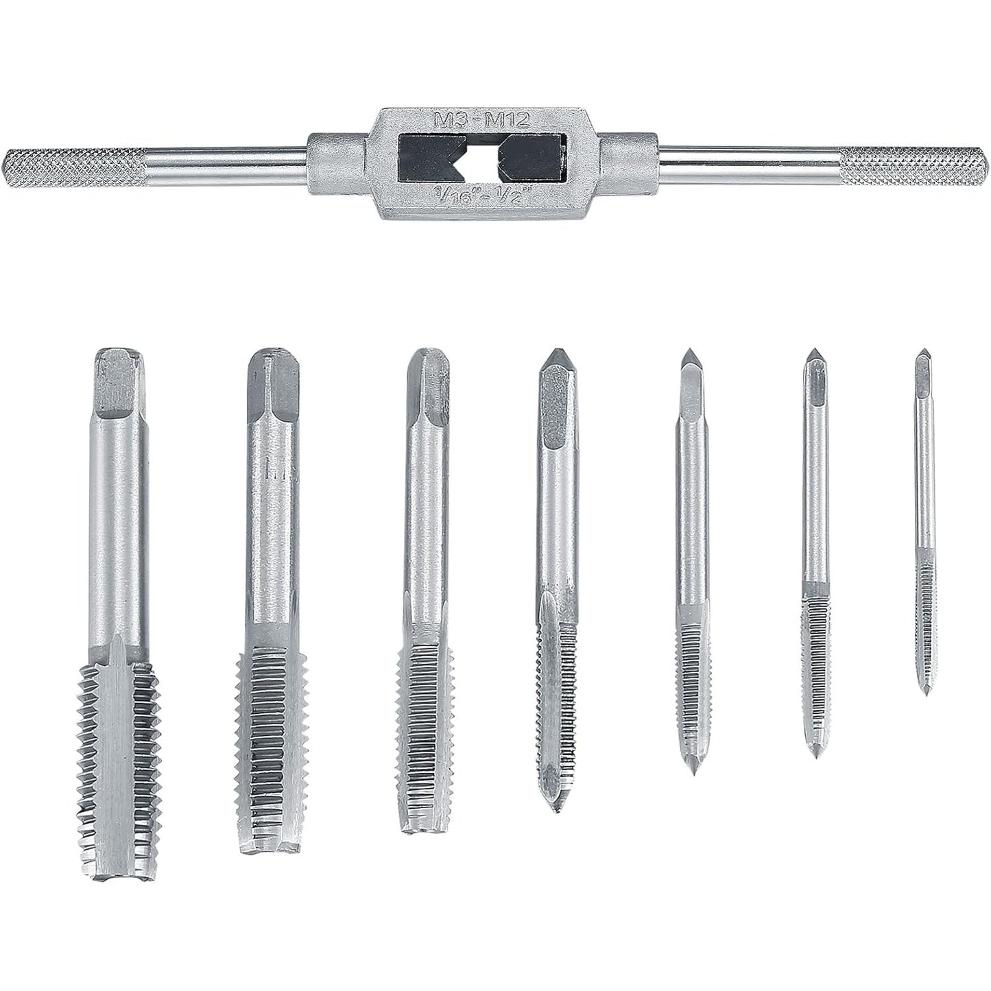 165296 - STANLEY Set Çelësash Rubineti me 8 Pjesë - Fileto Metalike të Rregullueshme, M3/M4/M5/M6/M8/M10/M12 - të përfshira Vidë me Kthesë për Fileto