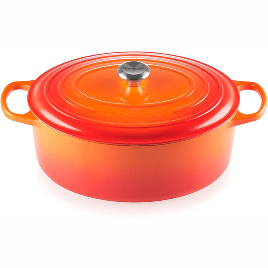 175003 - LE CREUSET SIGNATURE Tigan Pjekjeje prej Gize me Kapak, Ø 35 cm, Ovale, i Përshtatshëm për Sobat dhe Induksionin, Vëllimi: 8.9L, Pesha: 7.375kg, E Kuqe Furre, 21178350902430