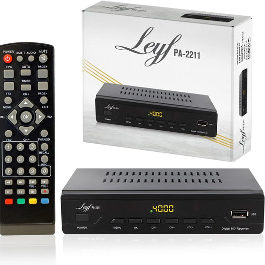 189478 - LEYF PA-2211 Marrës Kabllosh Dixhital Televizion, Full HD DVB-C/C2, HDTV, DVB-T/T2, me lidhje SCART dhe USB, i përshtatshëm për të gjithë ofruesit e kabllove