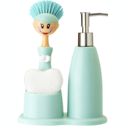 256538 - VIGAR Lavaman Kuzhine me Furçë dhe Dispensues Sapuni, material: 80% poliester, 20% sfungjer, ABS, najlon, silikon, pet, blu dhe e bardhë
