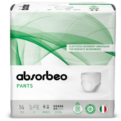 317572 - PANTALLONA ABSORBEO EXTRA, Pako me 14 pelena elastike, Pelena thithëse për dobësi të moderuar të fshikëzës, Madhësia L