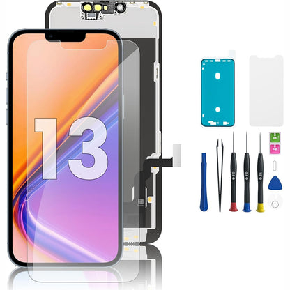 268498 - HOONYER Kit Zëvendësues Ekrani për iPhone 13, Ekran LCD 6.1 inç me Kornizë dhe Dixhitalizues, përfshirë Mjet Riparimi dhe Ngjitës të Ujit të Papërshkueshëm nga Uji