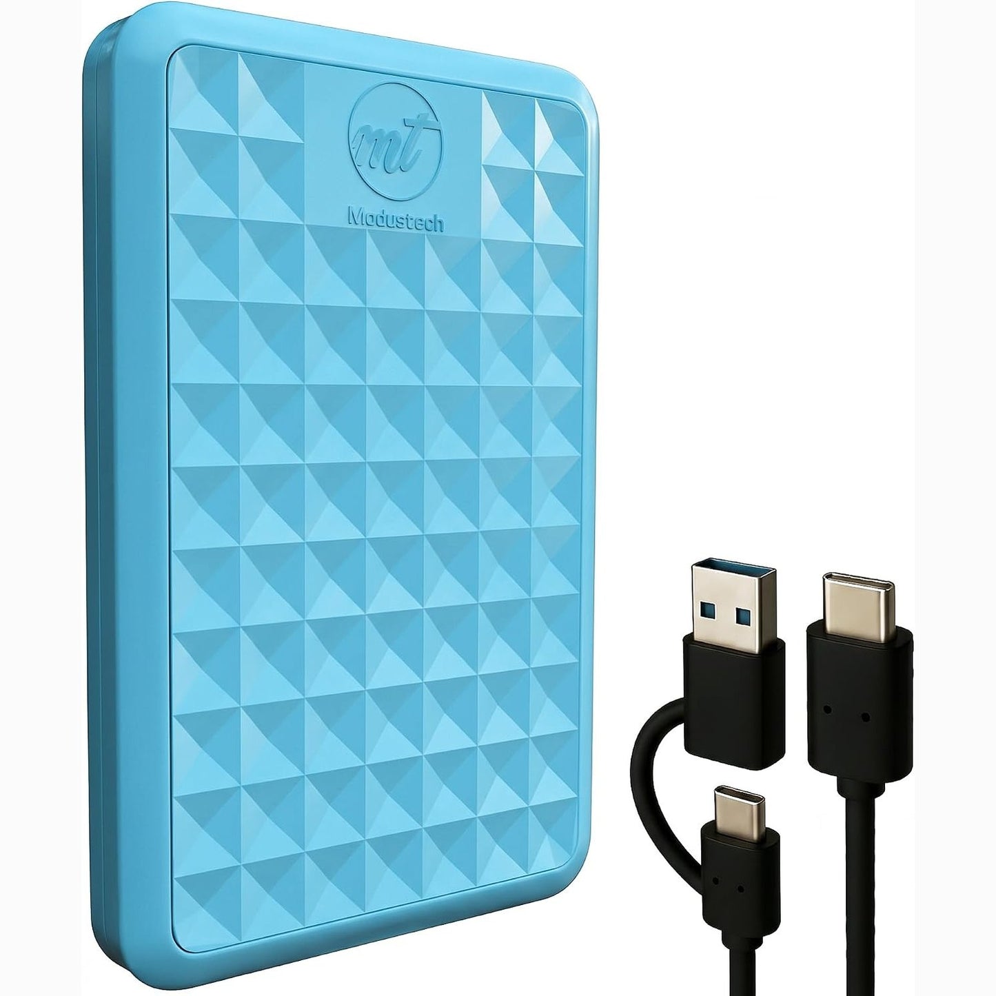 267896 - MODUSTECH Disk i jashtëm i ngurtë 1TB, USB-C/USB 3.1, portativ, HDD ultra i hollë për backup, lojëra, PC, Mac, laptop, PS4, Xbox, Smart TV (i bardhë)