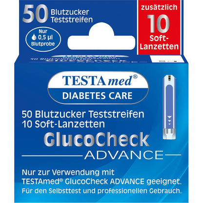 275582 - TESTAMED Shirita testimi të glukozës në gjak GlucoCheck Advance plus lanceta të buta, 60 copë