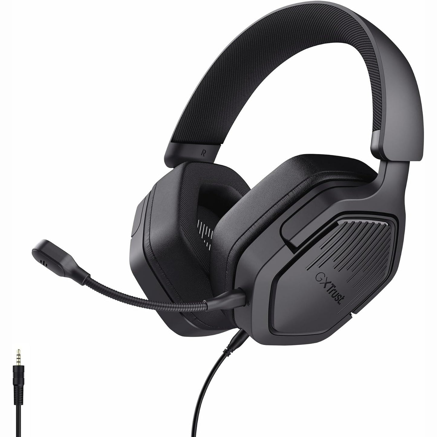 266650 - GXTRUST Kufje për Lojëra 1492 Ravox për PS5, PS4, Switch, PC, Xbox, Celular, Jack 3.5 mm, Drajverë 50 mm, Shirit Koke i Mbushur, Kufje që Anohen, Mikrofon të Lëvizshëm, të Zeza