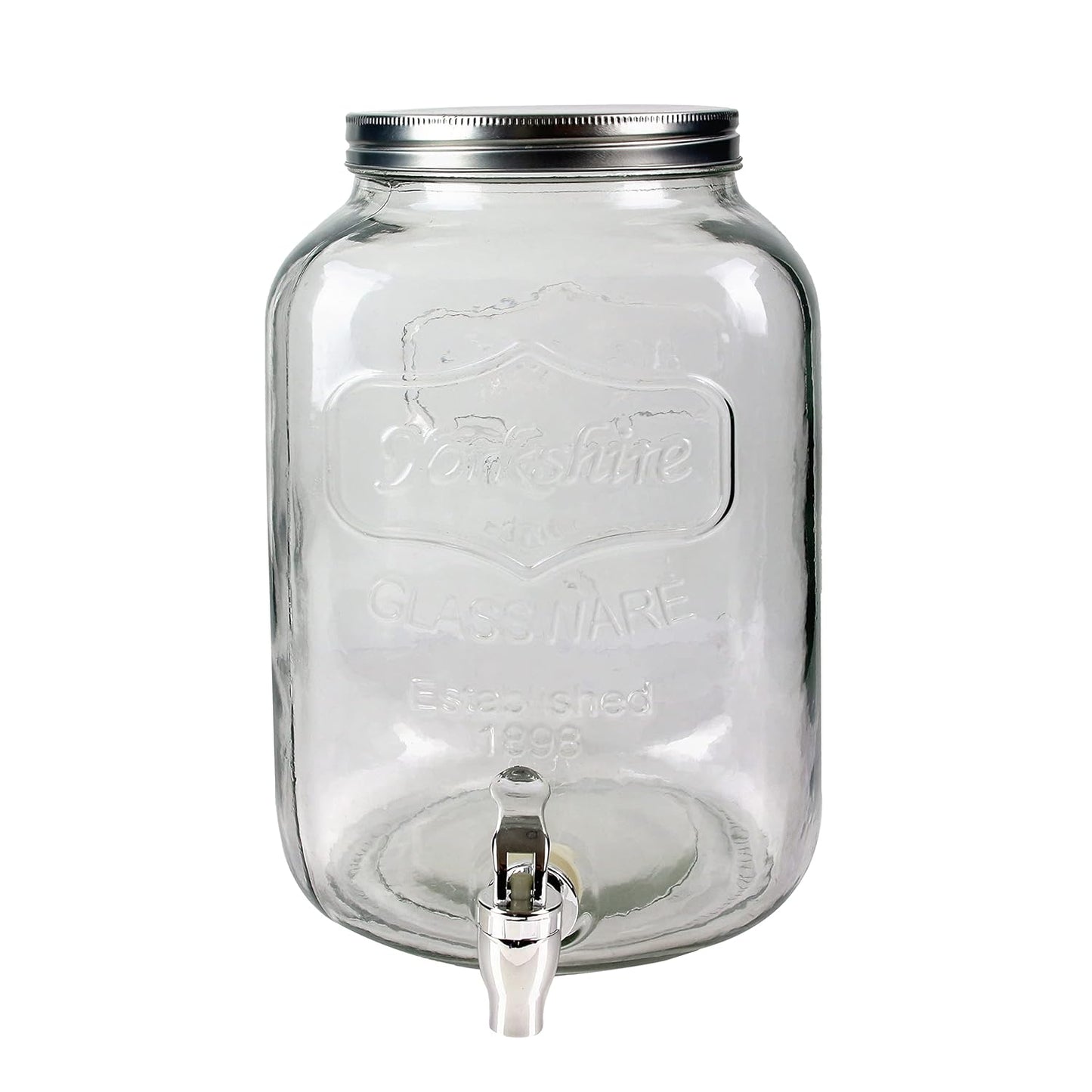 247507 - HOME DECO FACTORY Dispensator pijesh KV7177 prej qelqi me hapje të gjerë dhe rubinet shpërndarës, Kapaciteti: 8 L
