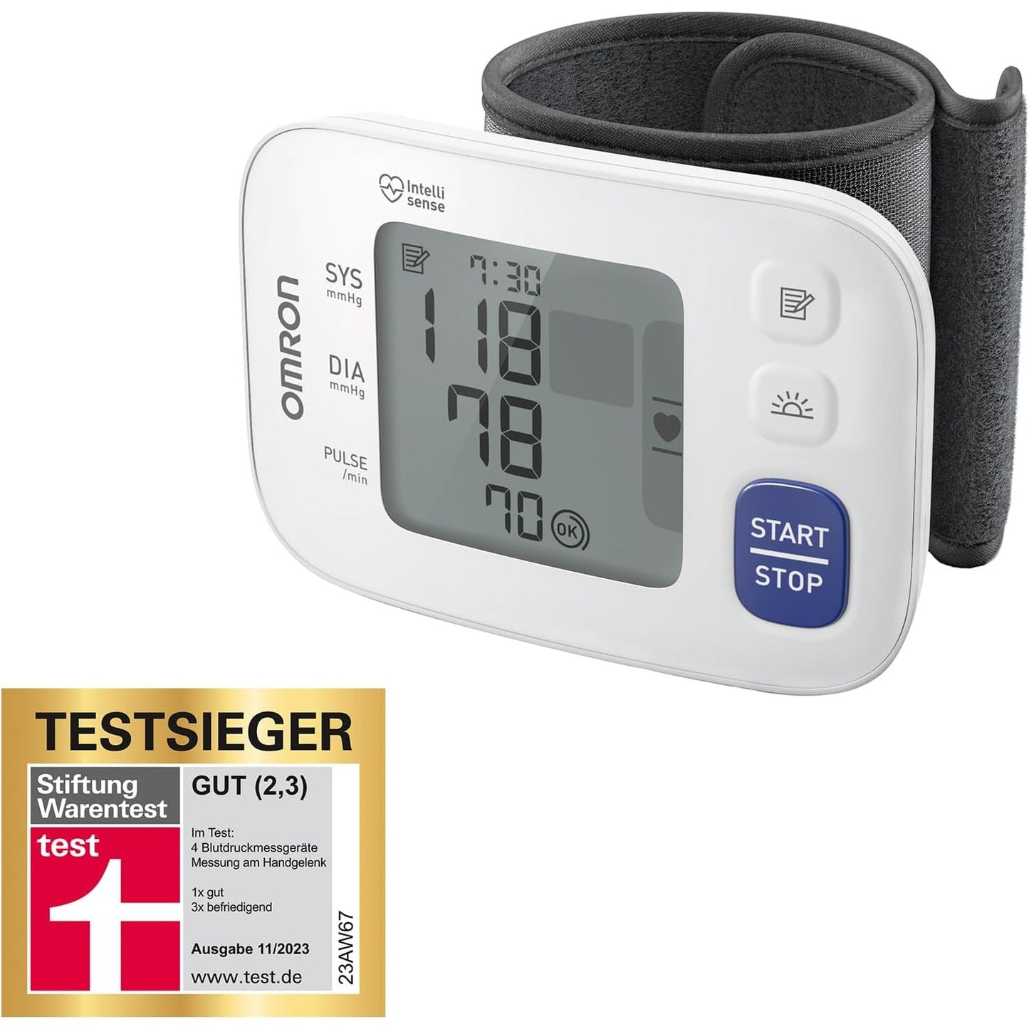 275189 - OMRON RS4, monitor automatik i tensionit të gjakut për kyçin e dorës, fitues i testit Stiftung Warentest 11/2023, i validuar klinikisht, me memorie, sensor pozicionimi për matje të saktë, kontroll i përshtatshmërisë së manshetës