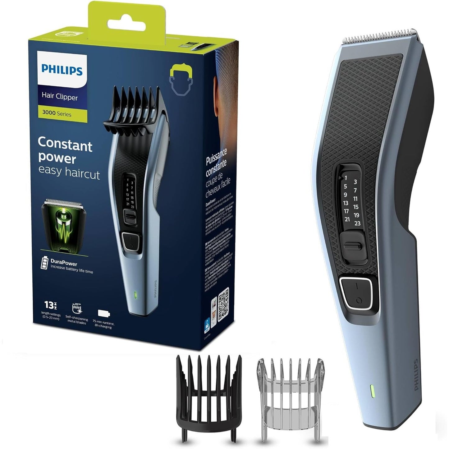 293386 - PHILIPS Makinë prerëse flokësh Seria 3000, Makinë e larëshme me teknologji Trim-n-Flow, Model HC3530/15