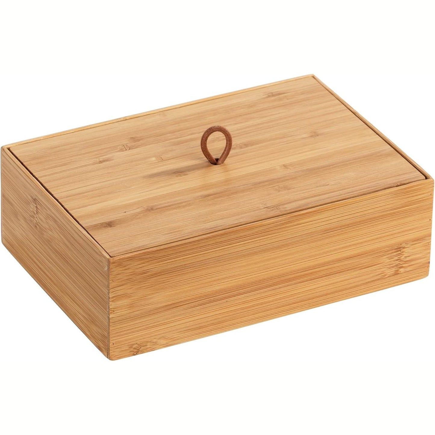 252664 - WENKO Kuti prej Bambuje Terra L me Kapak, Kuti Ruajtjeje, Shportë Banjoje, 22 x 7 x 15 cm, Natyrale, Kafe