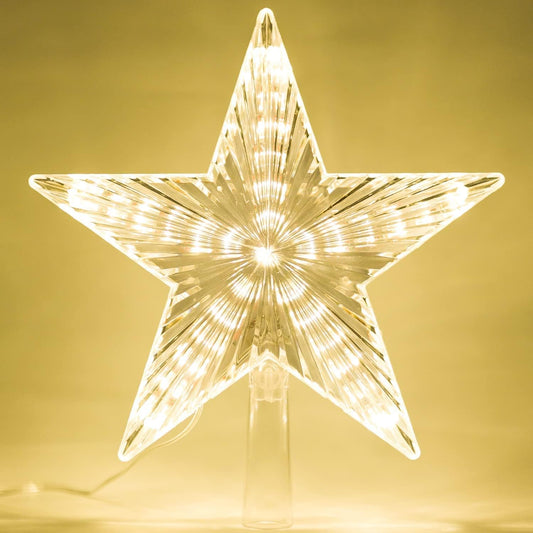 211447 - LED YJE - Yll për Pemën e Krishtlindjeve, Dritat e Dekorimit, Material Plastik, Fuqia 3W, me Shkëlqim dhe Llambë Kurore, Yje të Ndriçuar dhe Vezullues për Dekorim të Pemës së Krishtlindjeve