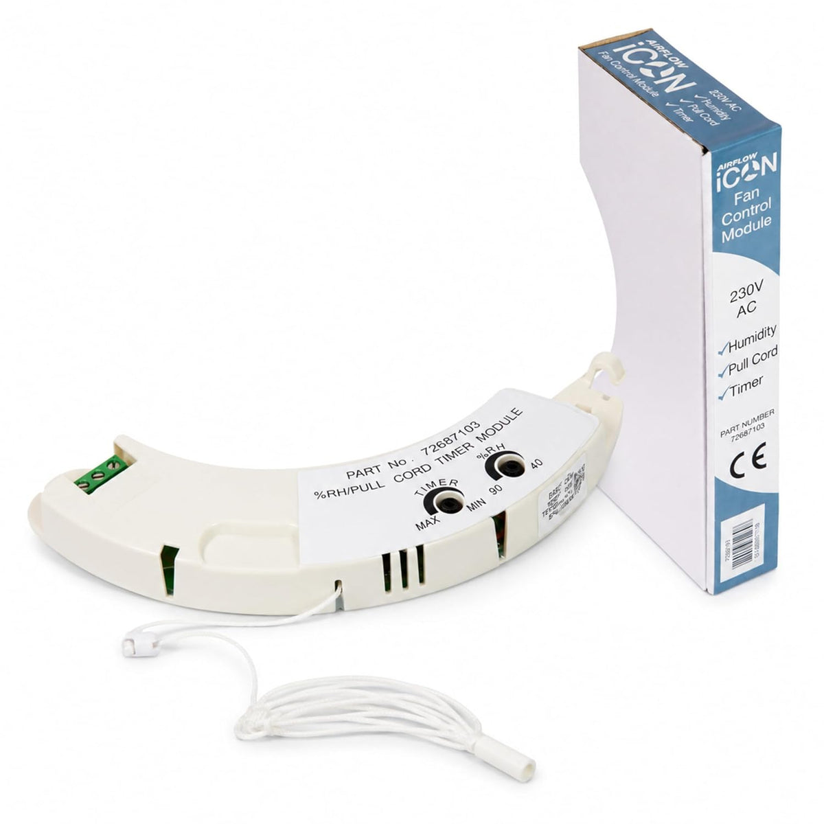 313155 - AIRFLOW Modul lagështie dhe kohëmatësi 72687103 HTM iCON me prizë për ventilator 230V
