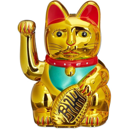 185862 - LILALEMON - Mace e Artë me Fat, Krah i Lëvizshëm 11.4cm, Dekorim Oriental Kinez Maneki Neko Feng Shui, për Dekorim Shtëpie dhe Zyres
