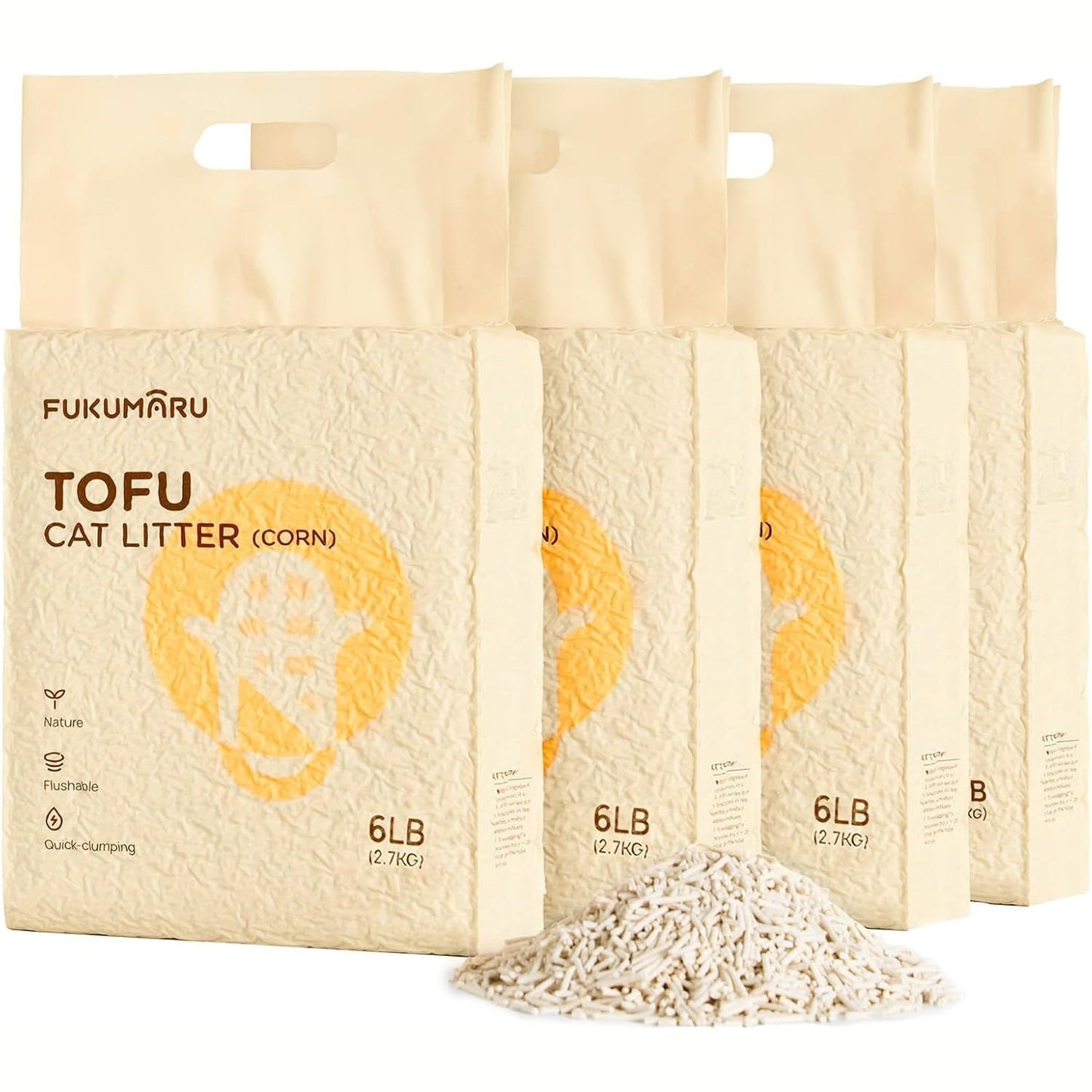 256453 - FUKUMARU Granula për mbeturina mace me tofu natyrale, pa aromë, 24L, pa pluhur, që grumbullohet shpejt, e lehtë, me gjurmë të ulëta, kontrollon erën