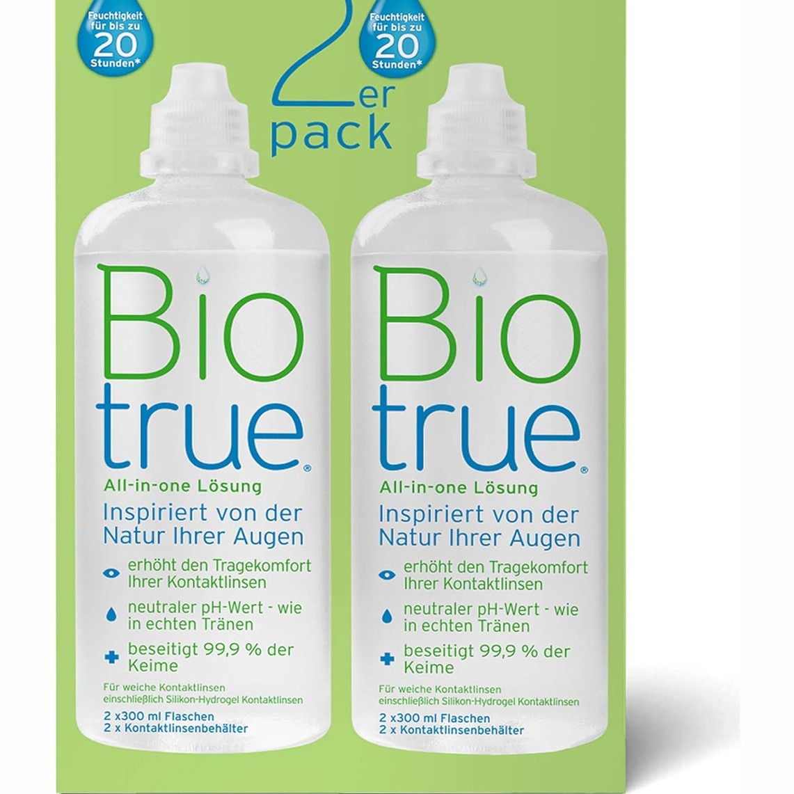 275475 - BAUSCH + LOMB Biotrue Zgjidhje për lente kontakti, 2 x 300 ml, pastrues dhe tretësirë ruajtëse