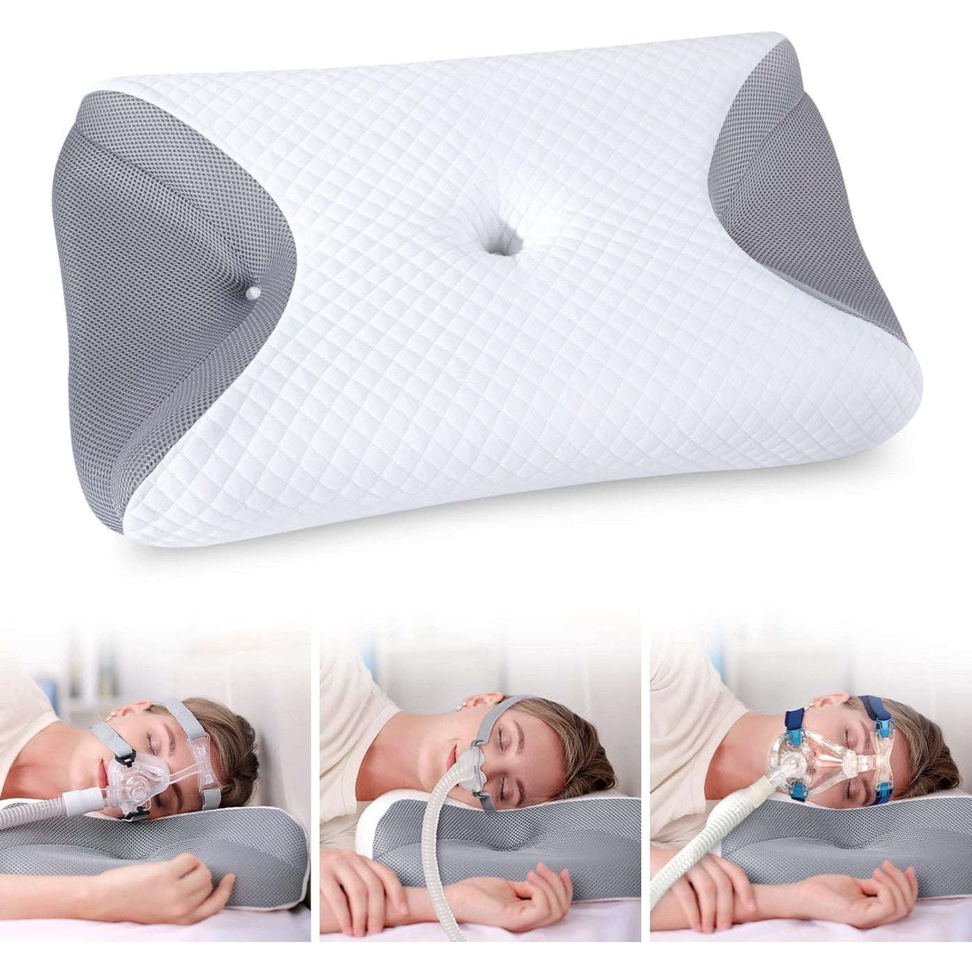 217677 - HOMCA Jastëku CPAP me shkumë memorie, 65x40x9/11cm, zvogëlon presionin e maskës