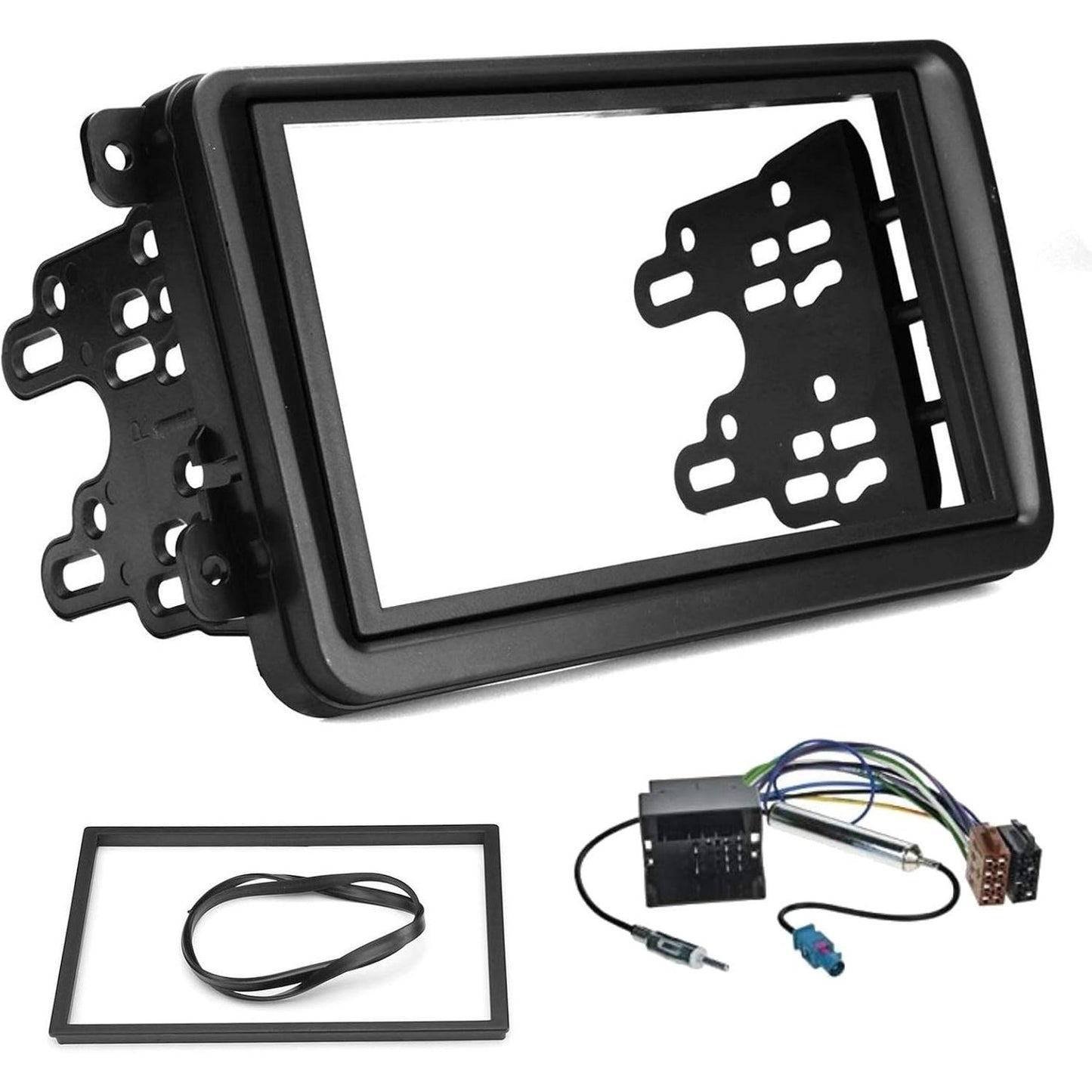 319897 - SOUND-WAY KIT MONTIMI PËR RADIO MAKINE, KORNIZË RADIOJE 2 DIN, MBËSHTETËSE MONTIMI, KABLO ADAPTORI ISO, ADAPTOR ANTENE, KOMPATIBIL ME VW, SKODA, SEAT