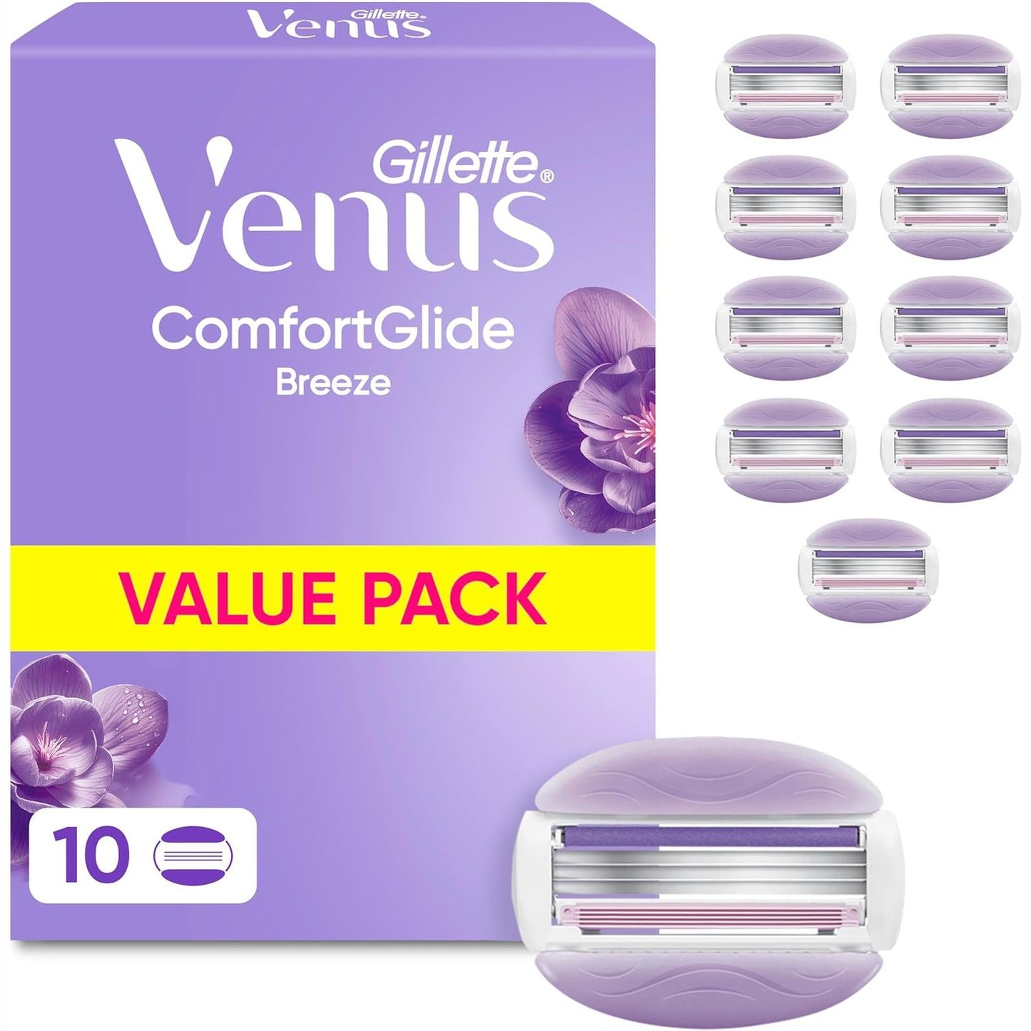 316269 - GILLETTE Brisqe Rroje Venus Comfortglide Breeze, 10 Tehe Zëvendësuese, 3 Tehe për Heqje të Butë