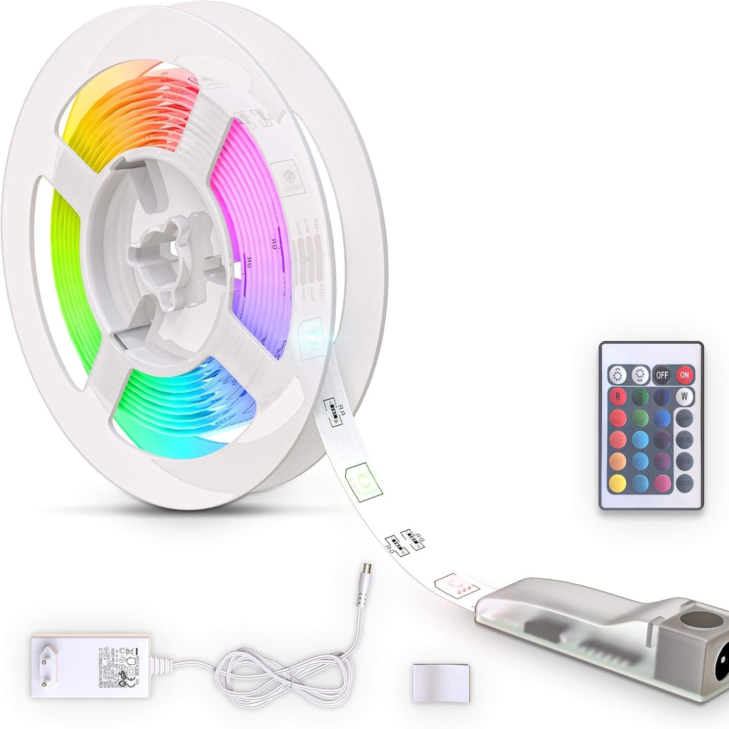 247907 - BKLICHT - Shirit LED 3m me telekomandë, Dritë RGB, 30x1x0.2 cm, i bardhë