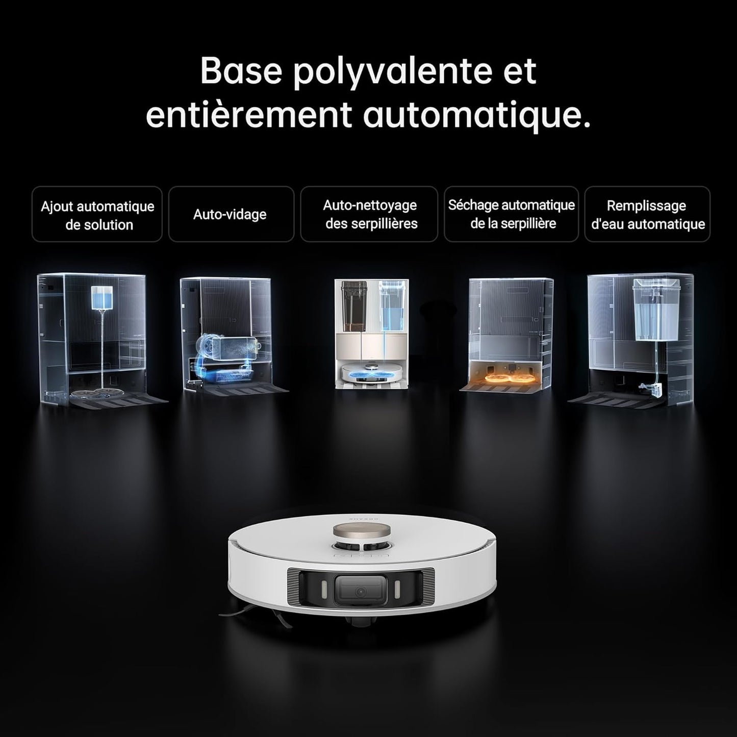 83006 - DREAME Fshesë Robotike L20 Ultra, MopExtend, Heqje Mop, Mopa Ngritëse, Veprimi AI, Fuqia e Thithjes 7000Pa, Stacion Bazë Vetëpastrues, Përshtatshëm për Qilima dhe Dysheme të Forta