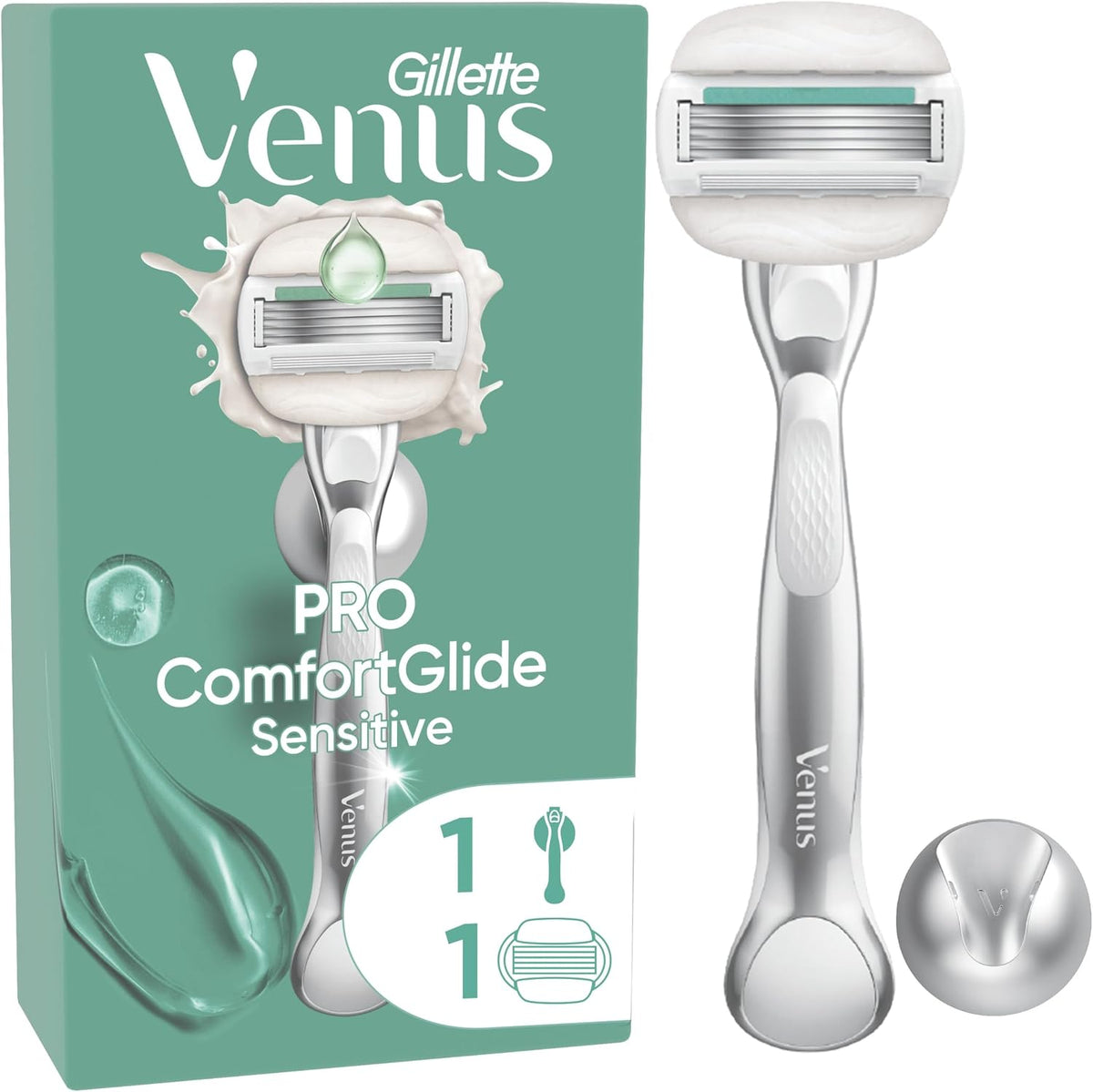 297424 - Gillette Brisk Venus Pro ComfortGlide Sensitive për Femra, Dorezë e Ripërdorshme, Fishek Mbushës me 5 Tehe dhe Shirit Lubrifikues
