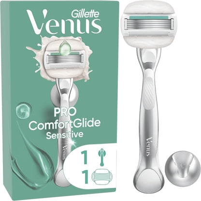 297424 - Gillette Brisk Venus Pro ComfortGlide Sensitive për Femra, Dorezë e Ripërdorshme, Fishek Mbushës me 5 Tehe dhe Shirit Lubrifikues