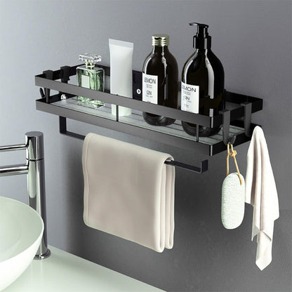210836 - OUNGY Raft Erëzash i Montuar në Mur me Mbajtëse Role Kuzhine dhe 4 Grepa, 35 cm, e Zëzë, Për Kuzhinë, Banjo dhe Komodinë