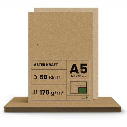 216865 - LETËR KRAFT - Netuno 50x 170g DIN A5 148 x 210 mm, Kafe, Miqësore me Mjedisin
