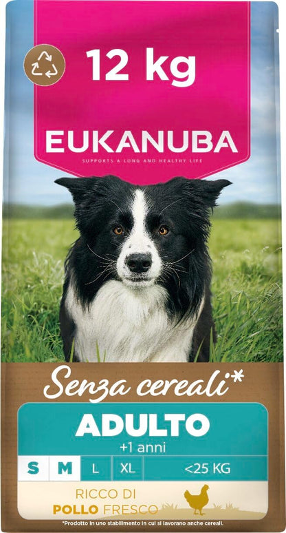 255092 - EUKANUBA USHQIM PËR QEN PA DRITHËRA ME PULË TË FRESH, 12 KG, USHQIM I THATË PREMIUM PËR QEN TË RRUAR