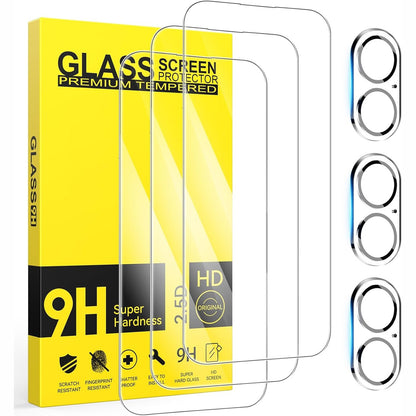 309350 - Niphabe - Mbrojtës ekrani prej qelqi të temperuar për iPhone 17, pako me 3 pjesë, fortësi 9H, mbrojtje HD, ultra i tejdukshëm