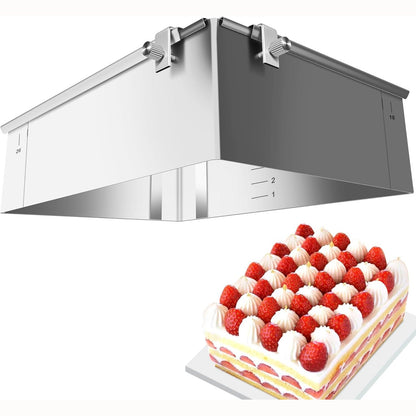 252485 - Marsred Kornizë pjekjeje katrore e rregullueshme 8 cm me vida, tavë pjekjeje çeliku inox, tavë katrore për torta