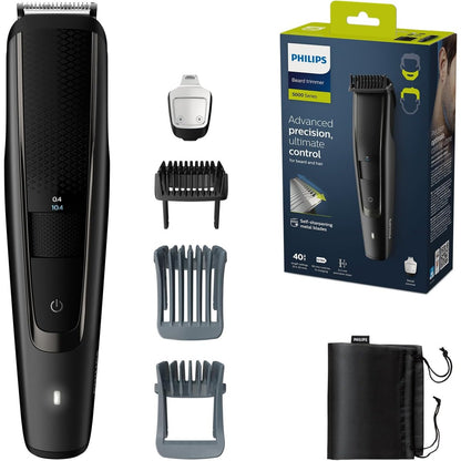 315525 - PHILIPS Prerëse mjekre S5000 – Prerëse elektrike për mjekër për burra, aksesorë krehri, sistem Lift and Trim Pro, 40 gjatësi prerjeje të rregullueshme, 90 minuta funksionim me bateri dhe 1 orë kohë karikimi (Modeli BT5515/75)