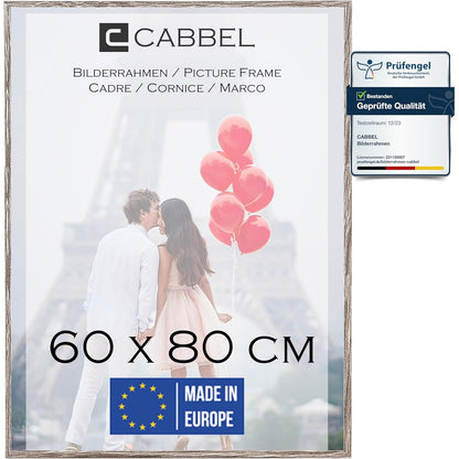 175740 - CABBEL Kornizë Prej Lisi të Errët 60x80cm, Druri MDF me Xham Akrilik, Ideale për Foto, Postera, Puzzle dhe Dokumente, Stil Natyral dhe Elegant