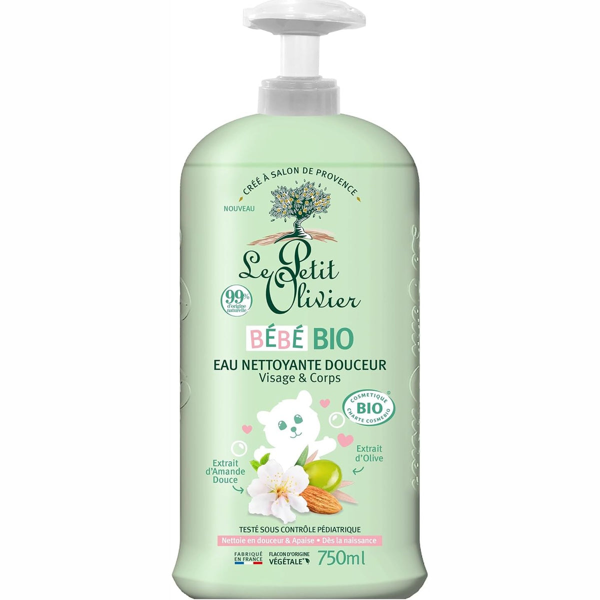 318692 - LE PETIT OLIVIER | Ujë Pastrues i Butë, 750 ml, Organik për Fëmijë, 99% Origjina Natyrale, Testuar Pediatrikisht