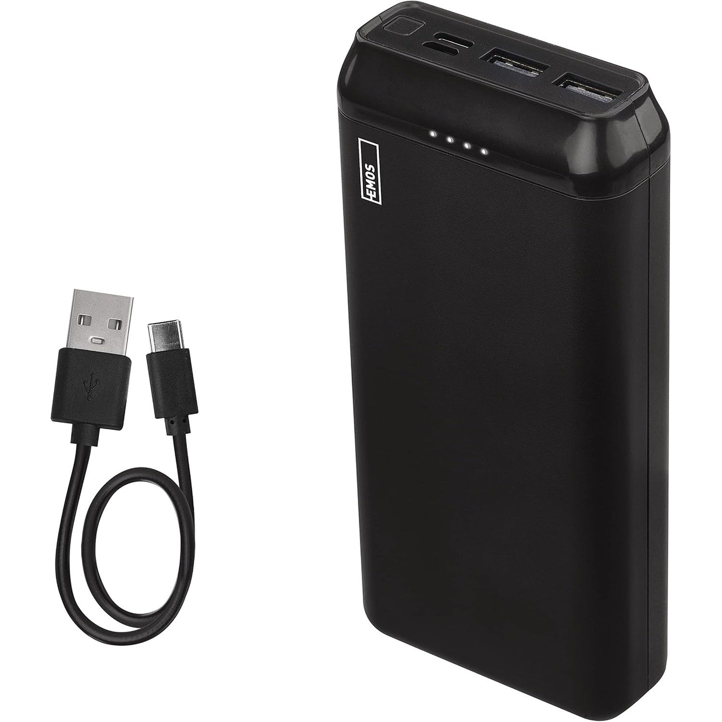 266528 - EMOS ALPHA 10S Powerbank 20,000mAh, 2 Dalje USB-A, 1 Hyrje Micro USB, për iPhone, iPad, Telefona Smartphone, Tableta - E Zezë