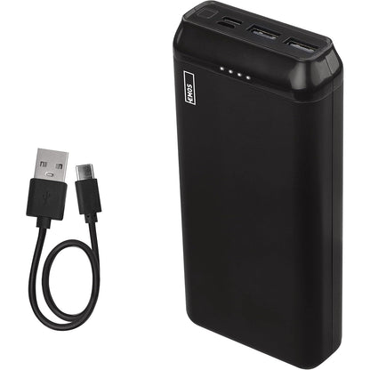 266528 - EMOS ALPHA 10S Powerbank 20,000mAh, 2 Dalje USB-A, 1 Hyrje Micro USB, për iPhone, iPad, Telefona Smartphone, Tableta - E Zezë