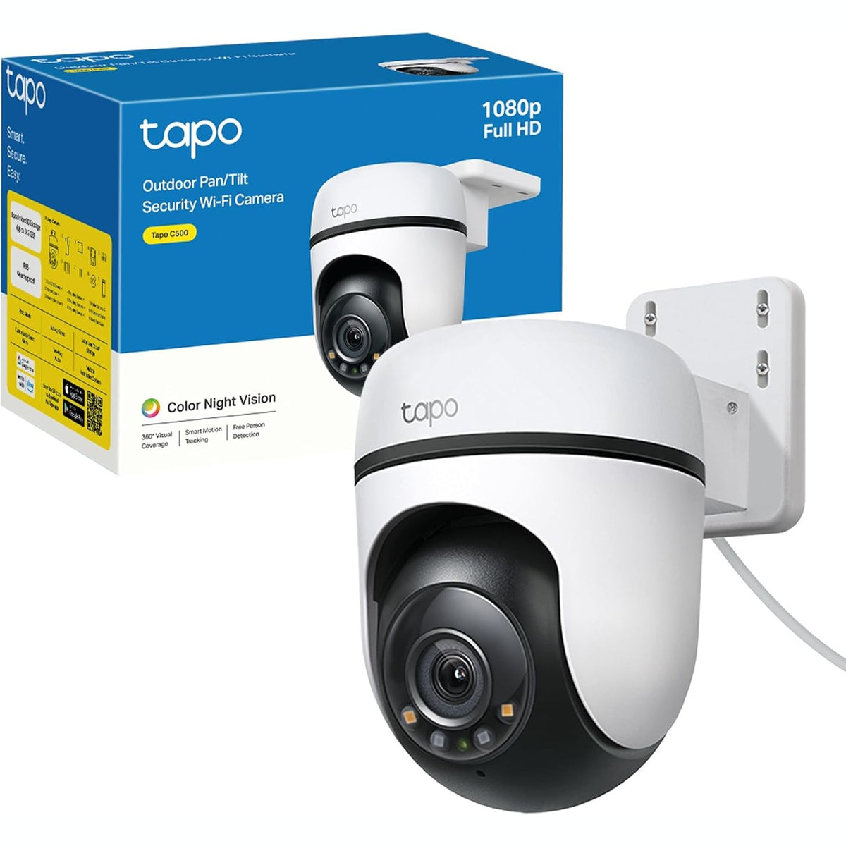 319828 - TP-LINK Kamera Sigurie Tapo C500 WiFi për Ambient të Jashtëm, Diapazon Shikimi 360°, Rezolucion 1080p, Zbulim Lëvizjeje, Shikim Natën deri në 30m, Audio Dy-Kahëshe, E Përputhshme me Alexa dhe Google