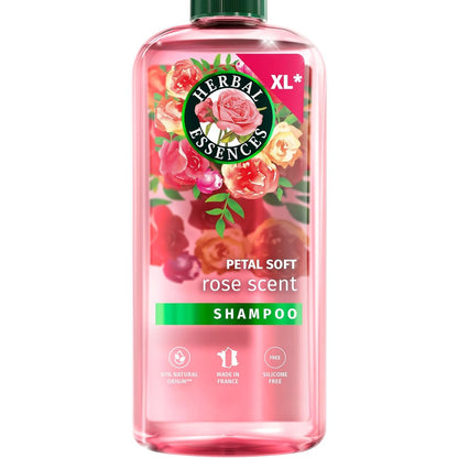 306621 - HERBAL ESSENCES Shampo e butë me aromë trëndafili, 650 ml, për flokë të thatë dhe të mëndafshtë, me esencë trëndafili, pa silikon, vegan dhe pa mizori.