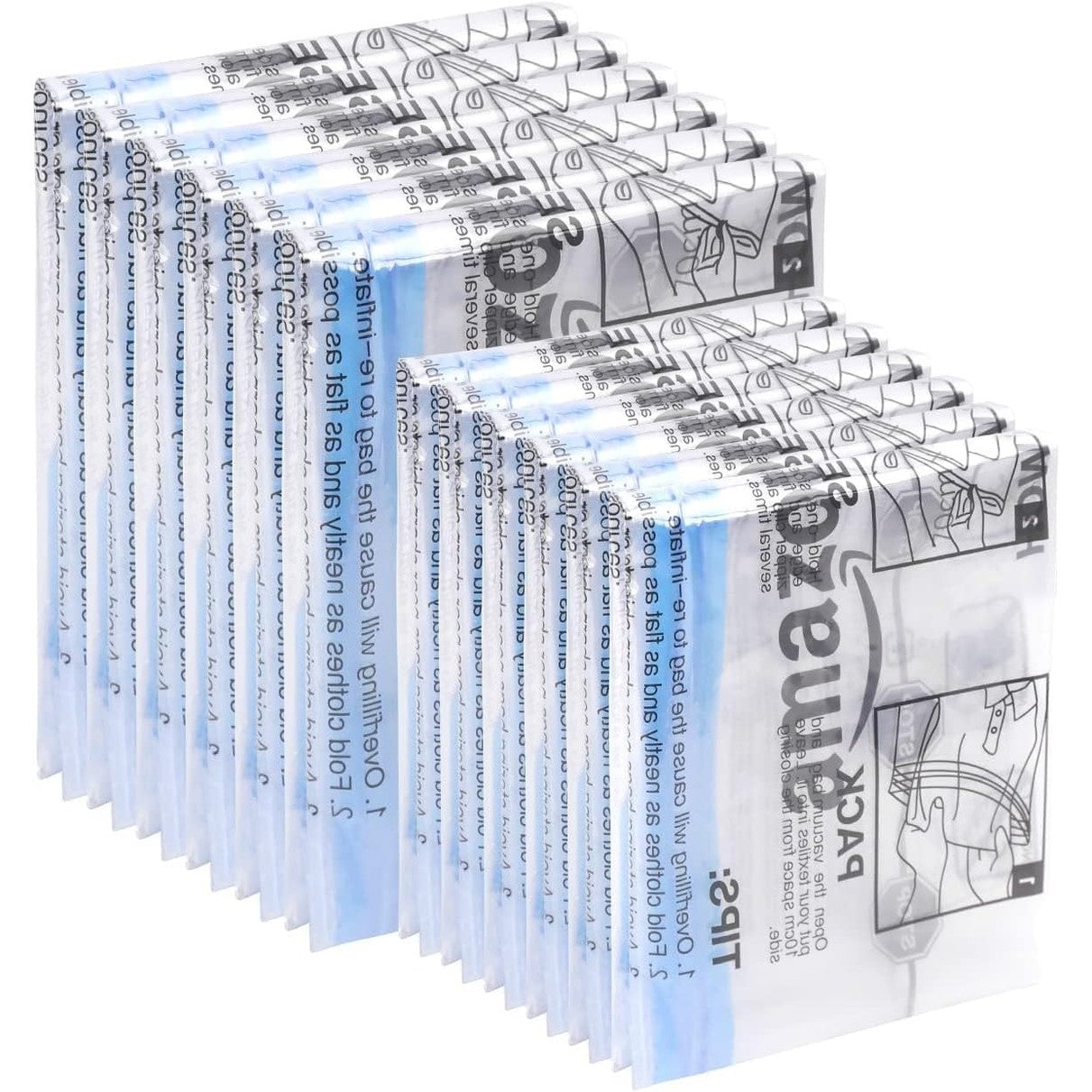 241627 - Çanta Ruajtjeje Udhëtimi Amazon Basics, me Mbyllje me Zinxhir, Pako me 12 copë, 6 të vogla, 6 të mesme, transparente