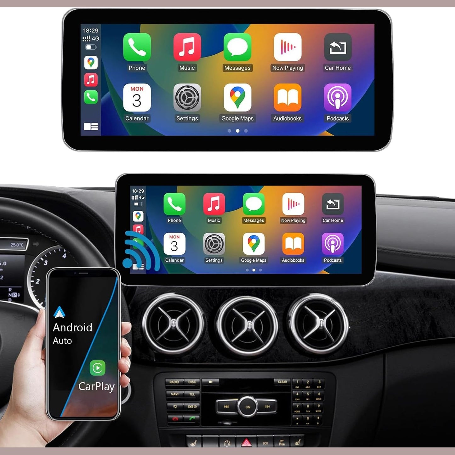 272596 - NINETOM Radio 12.3" me prekje për Mercedes Benz A/B Class GLA CLA W176 W246 C117 X117 X156 2013-2015 me sistem NTG 4.5/4.7, mbështet Apple CarPlay/Android Auto/MirrorLink